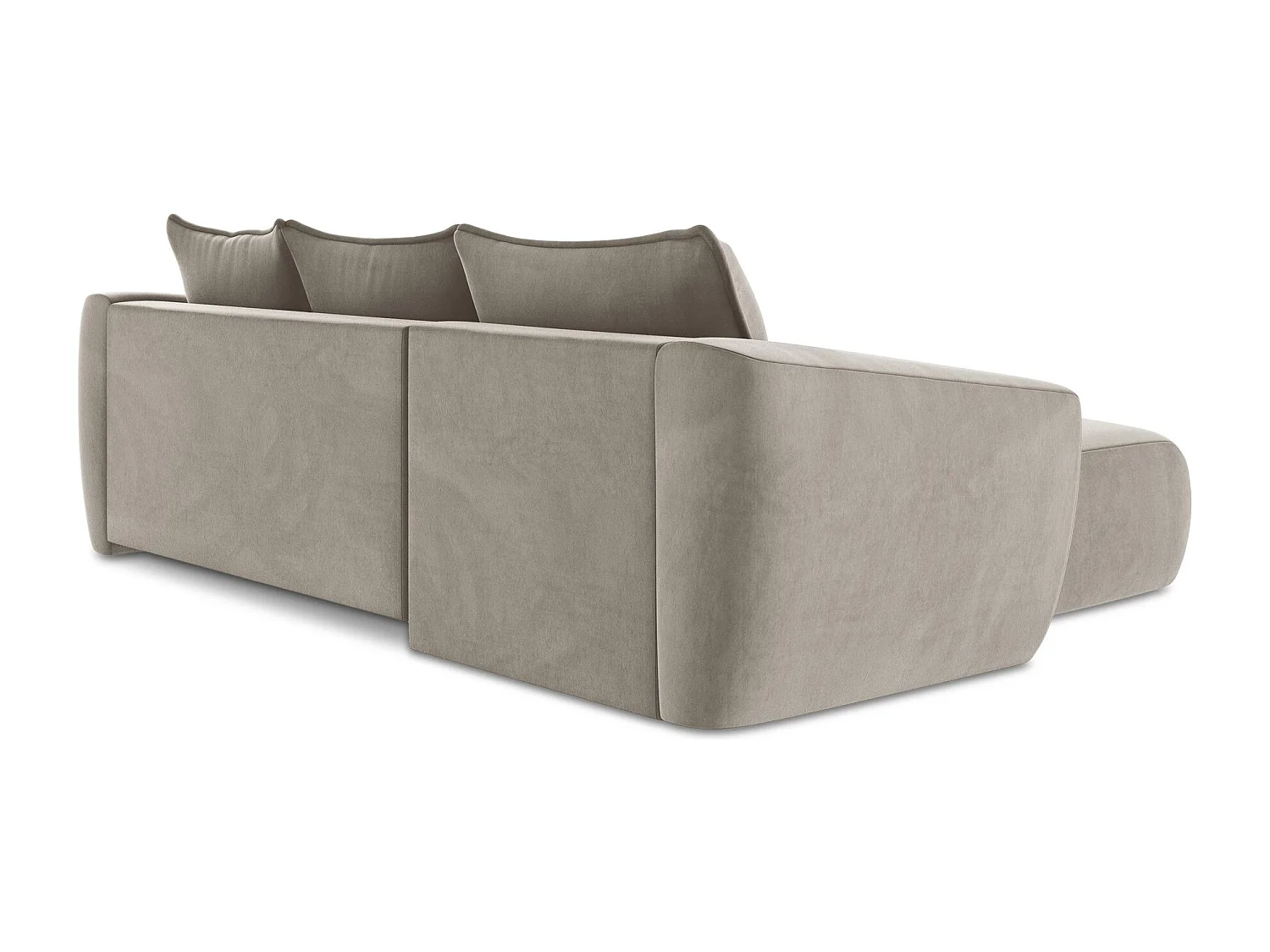 Canapé d’angle 3 places gauche convertible en velours - taupe - GUAVA