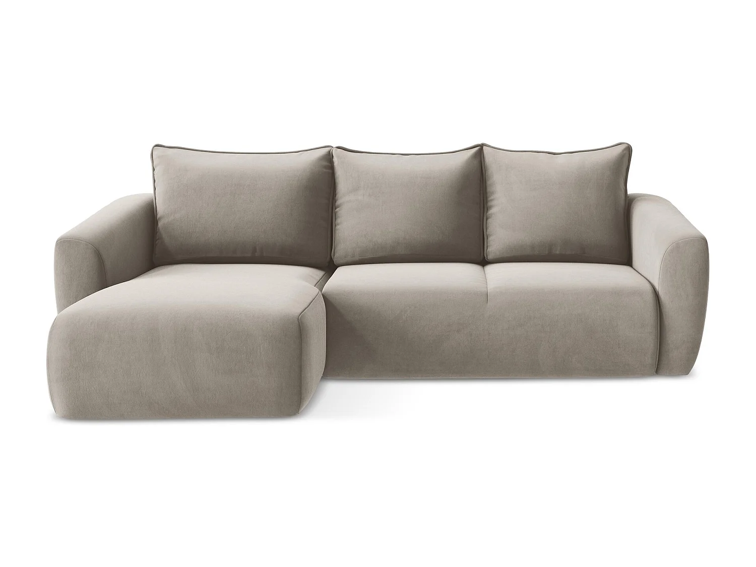 Canapé d’angle 3 places gauche convertible en velours - taupe - GUAVA