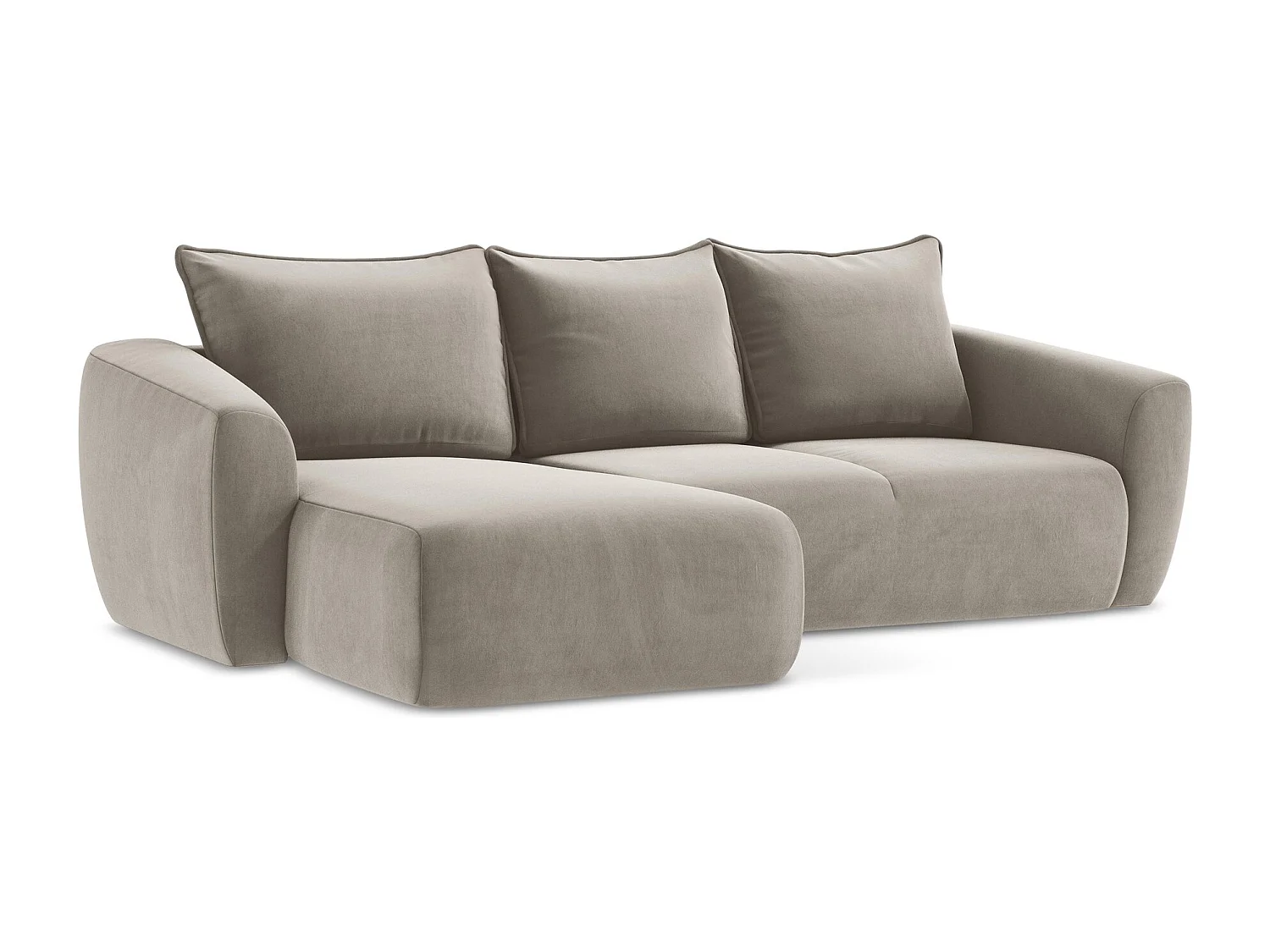 Canapé d’angle 3 places gauche convertible en velours - taupe - GUAVA