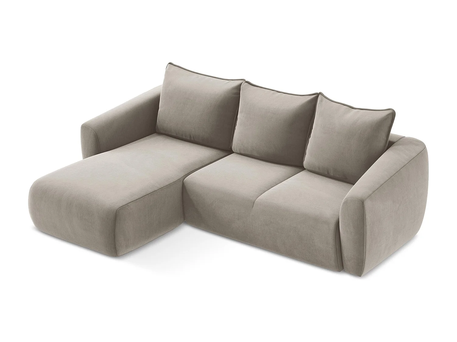 Canapé d’angle 3 places gauche convertible en velours - taupe - GUAVA