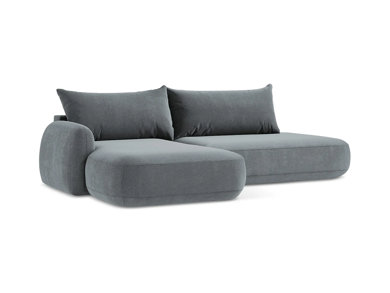 Canapé d’angle 3 places gauche convertible en tissu texturé - jeans - HALE