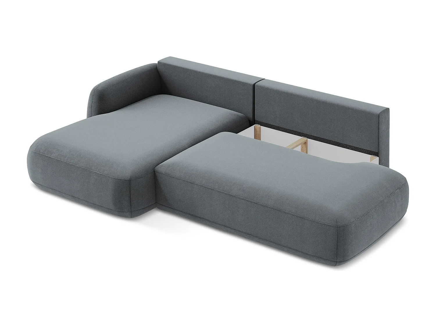 Canapé d’angle 3 places gauche convertible en tissu texturé - jeans - HALE