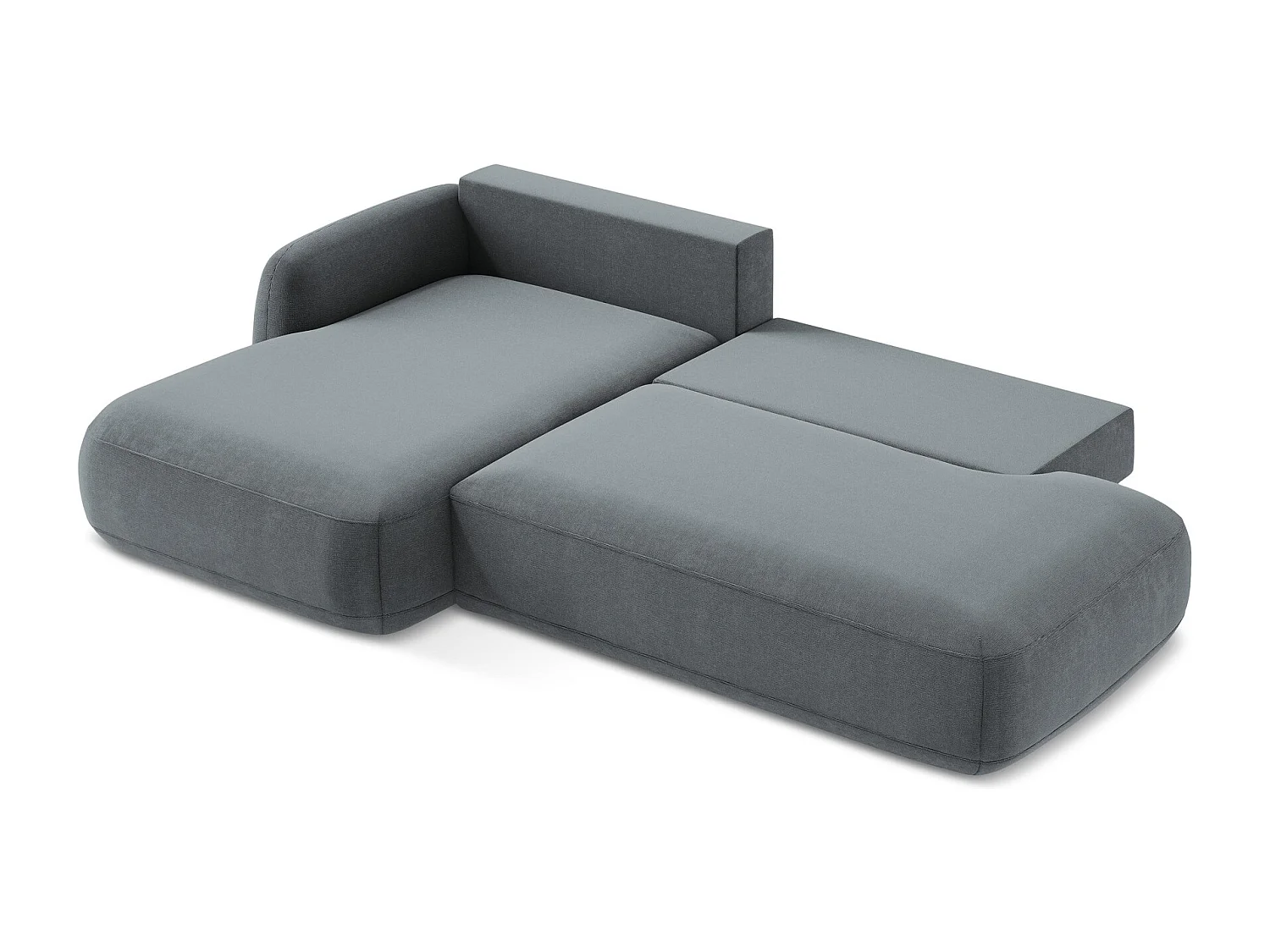 Canapé d’angle 3 places gauche convertible en tissu texturé - jeans - HALE