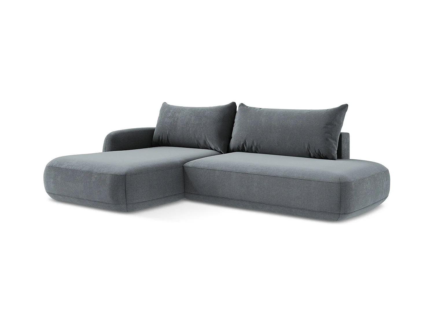 Canapé d’angle 3 places gauche convertible en tissu texturé - jeans - HALE
