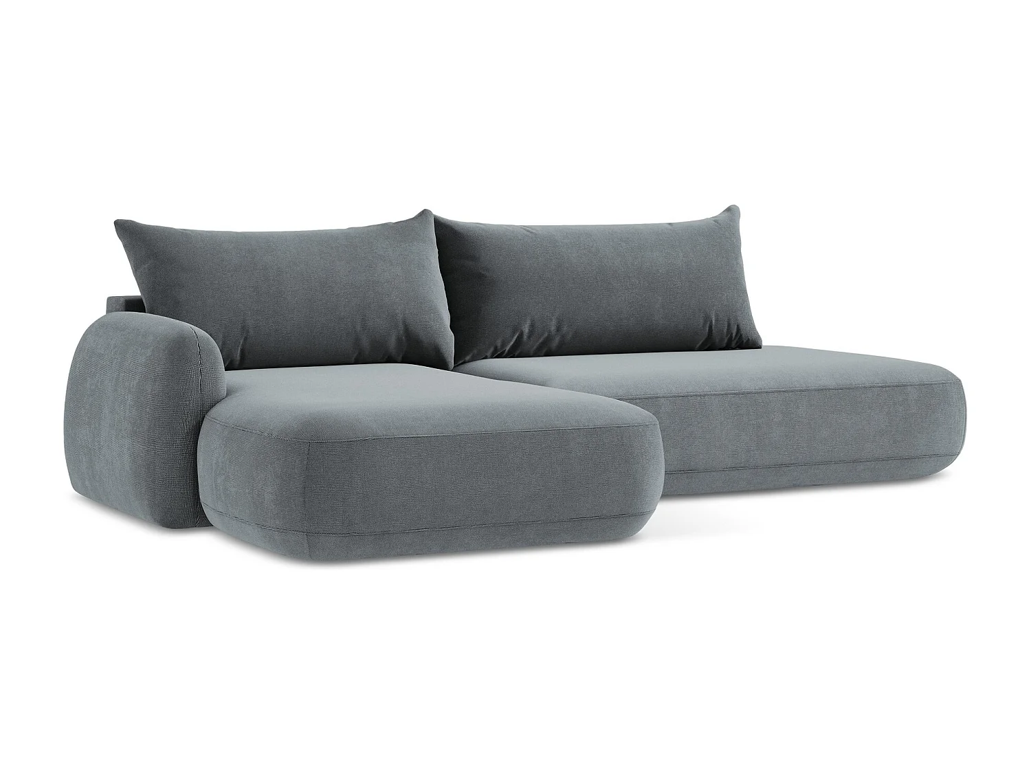 Canapé d’angle 3 places gauche convertible en tissu texturé - jeans - HALE