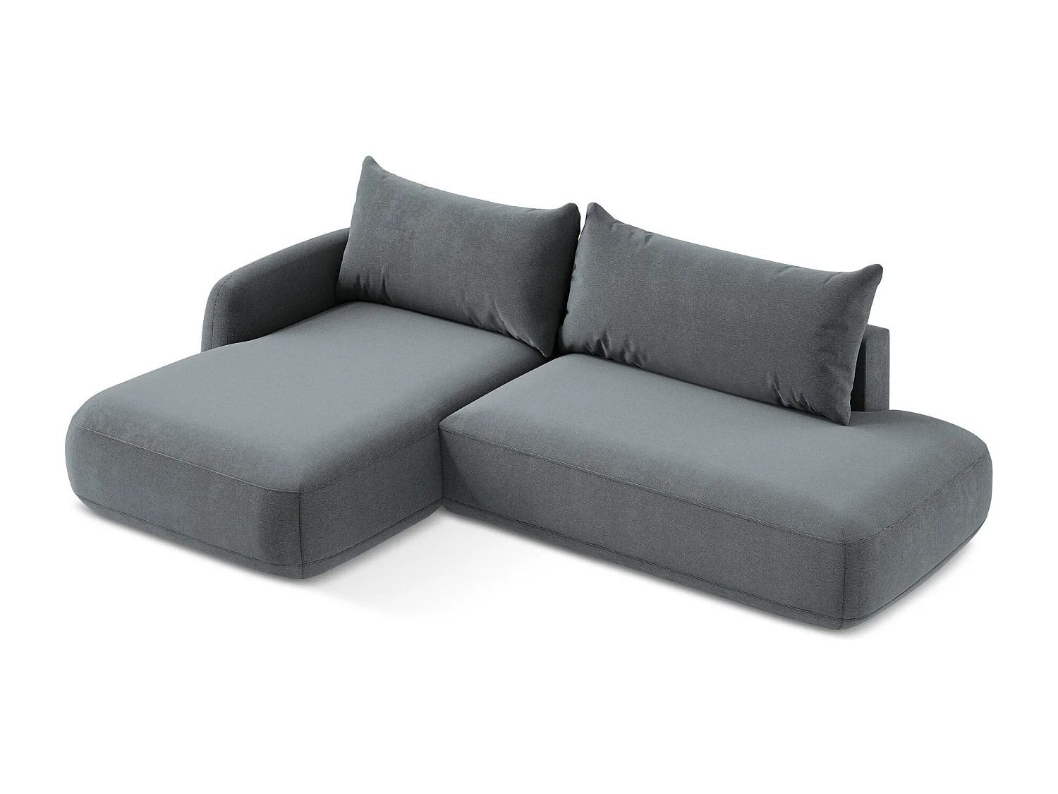 Canapé d’angle 3 places gauche convertible en tissu texturé - jeans - HALE