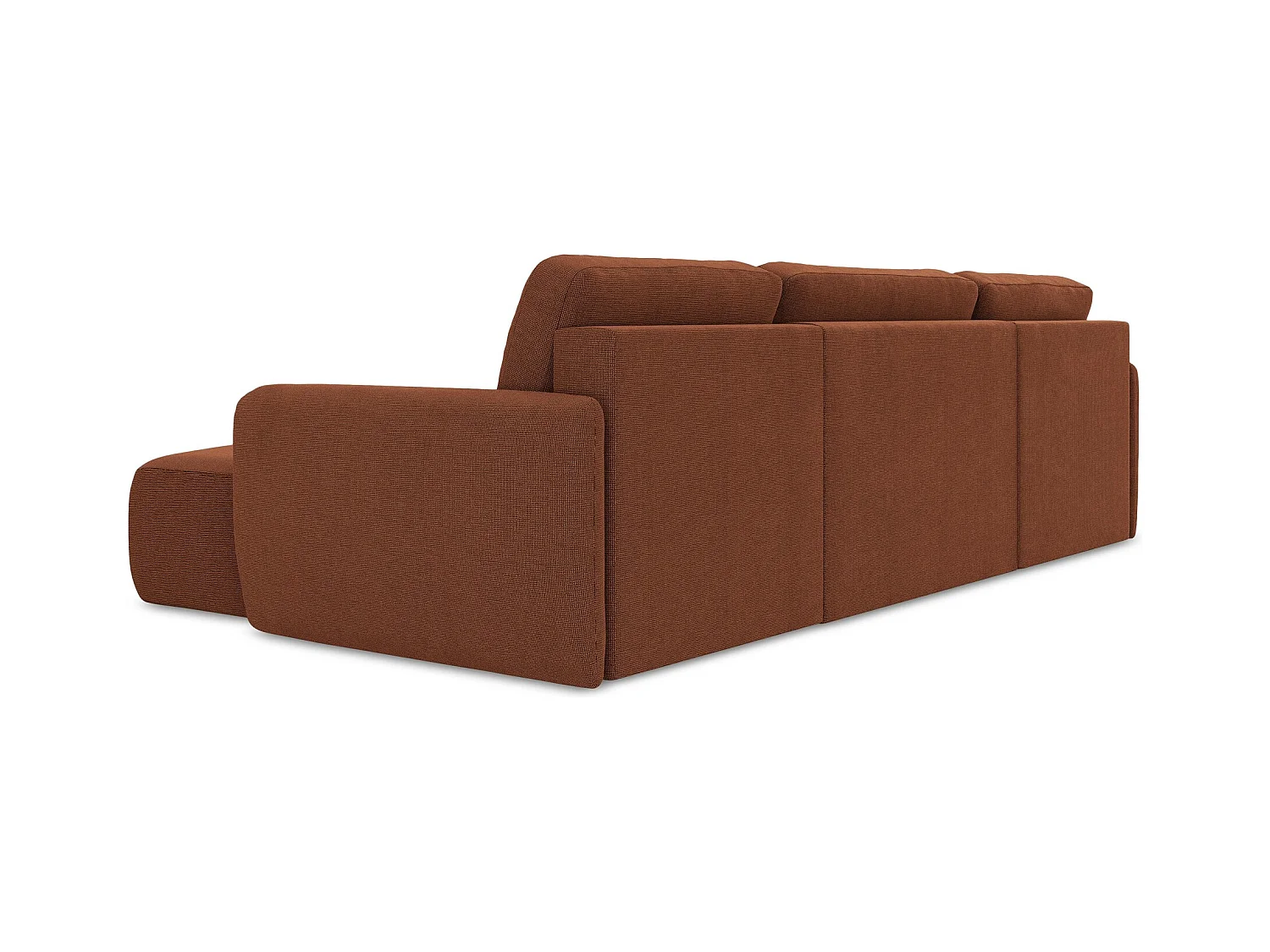 Canapé panoramique 4 places convertible en tissu texturé - terre cuite - LILO