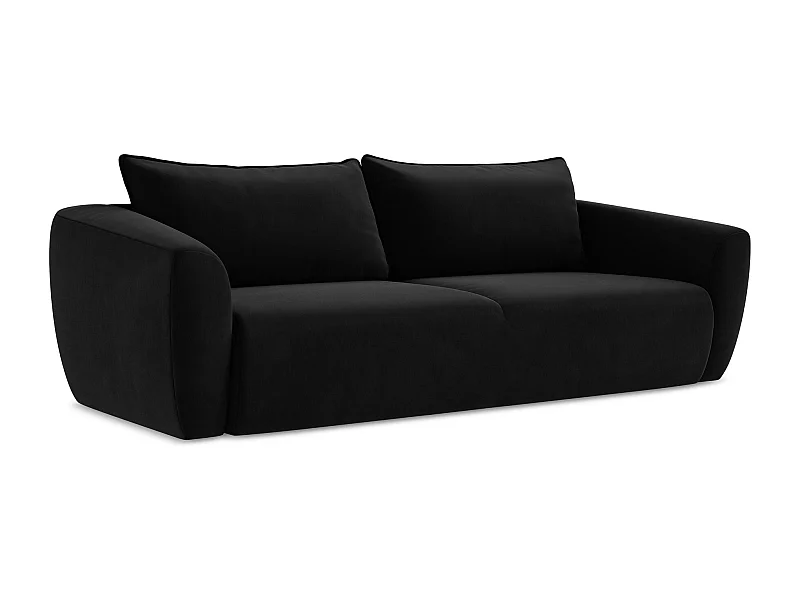 3-Sitzer Sofa mit Schlaffunktion - Samt - Schwarz - GUAVA
