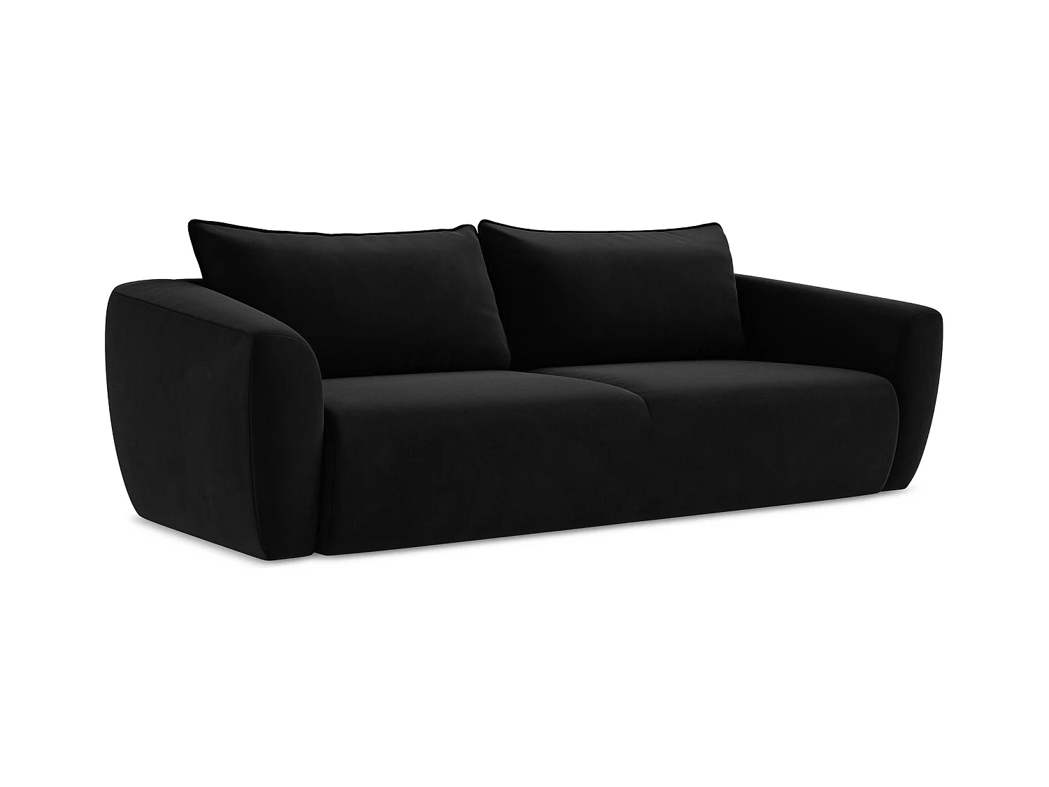 3-Sitzer Sofa mit Schlaffunktion - Samt - Schwarz - GUAVA
