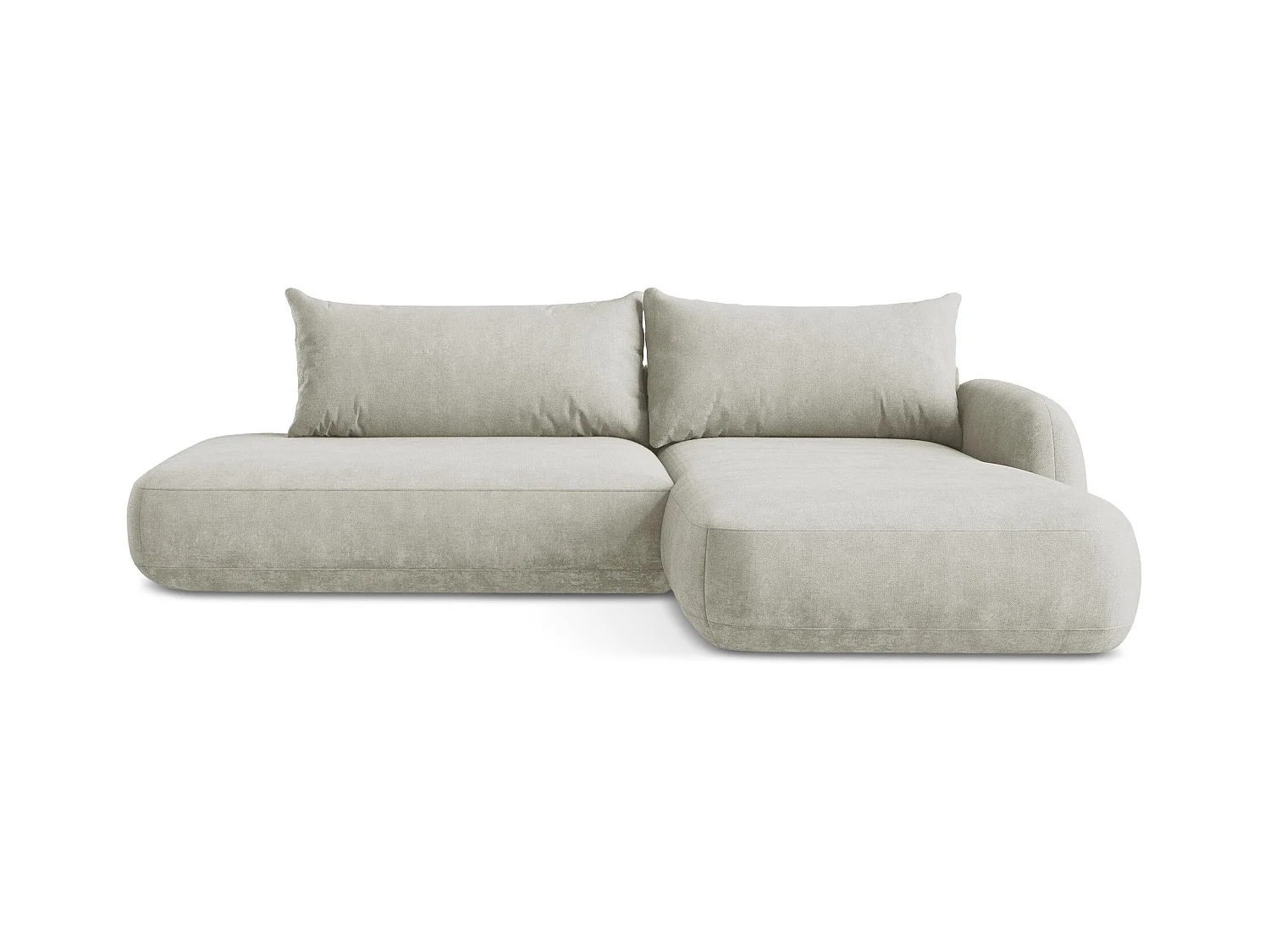 Canapé d'angle droit convertible en tissu chenille - perle - HALE