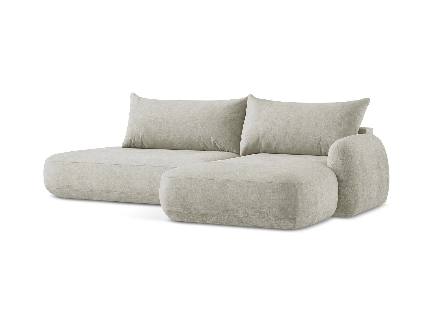 Canapé d'angle droit convertible en tissu chenille - perle - HALE