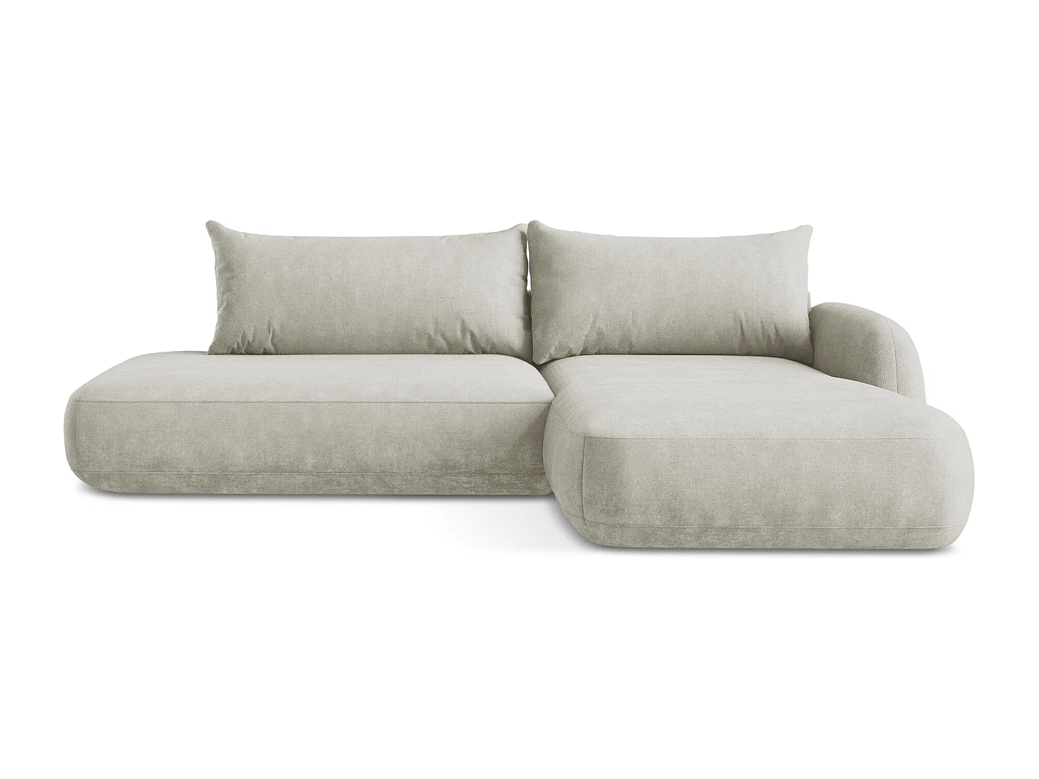 Canapé d'angle droit convertible en tissu chenille - perle - HALE