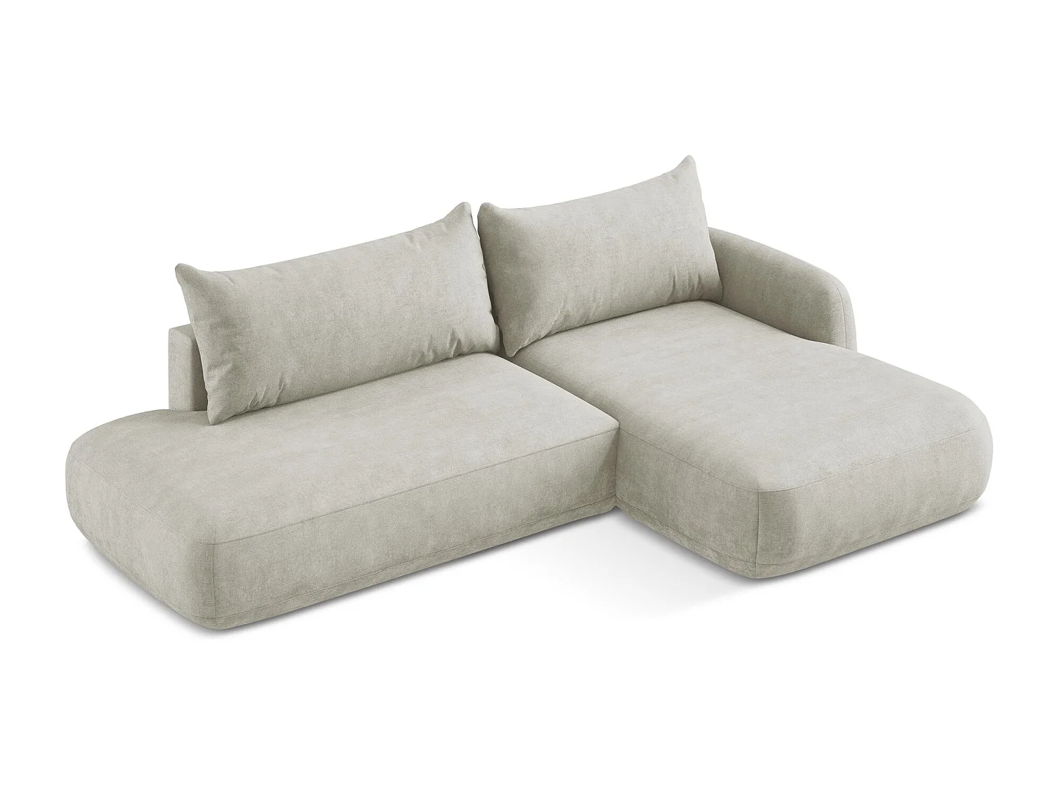 Canapé d'angle droit convertible en tissu chenille - perle - HALE