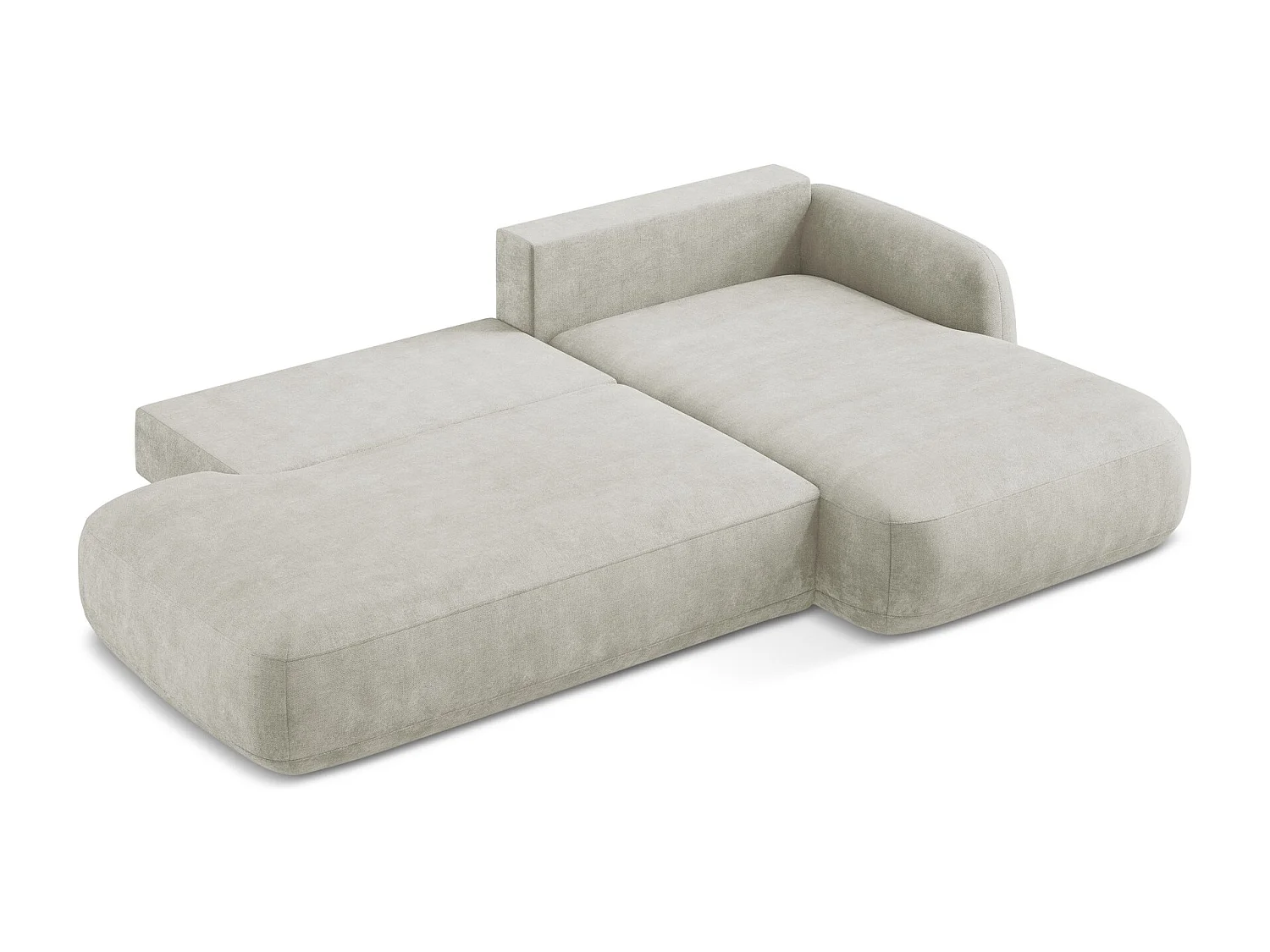 Canapé d'angle droit convertible en tissu chenille - perle - HALE