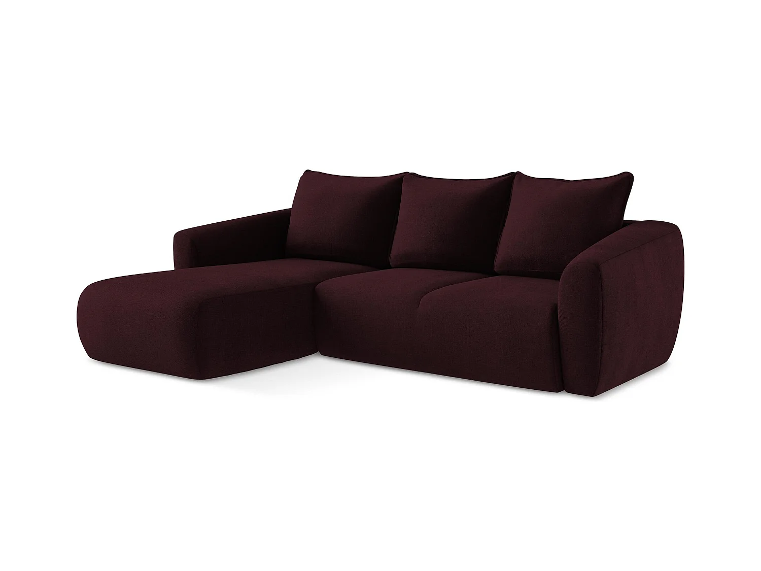 3-Sitzer Ecksofa mit Schlaffunktion - Ecke Links - Strukturstoff - Rotwein - GUAVA
