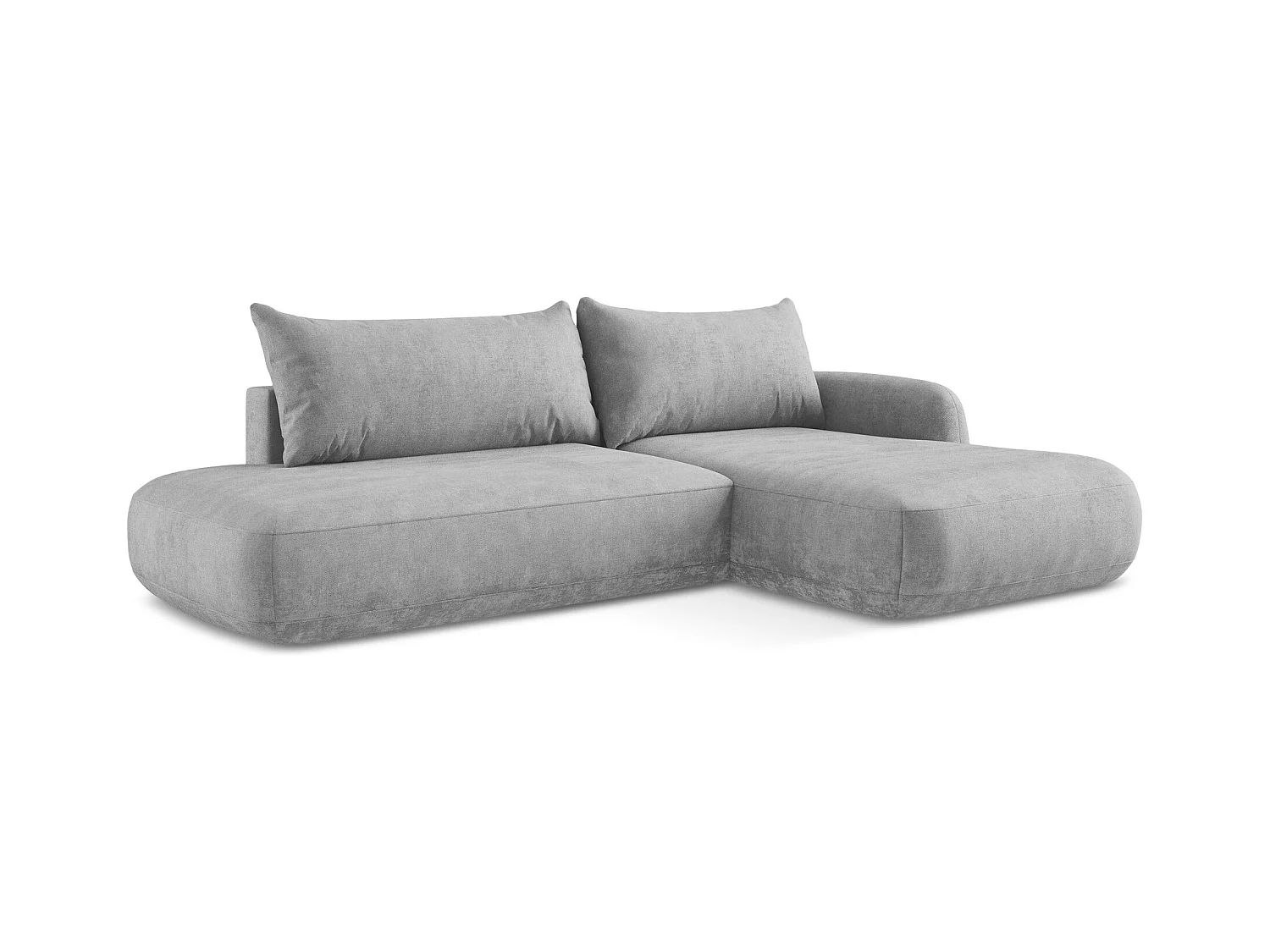 Canapé d'angle droit convertible en tissu chenille - gris clair - HALE