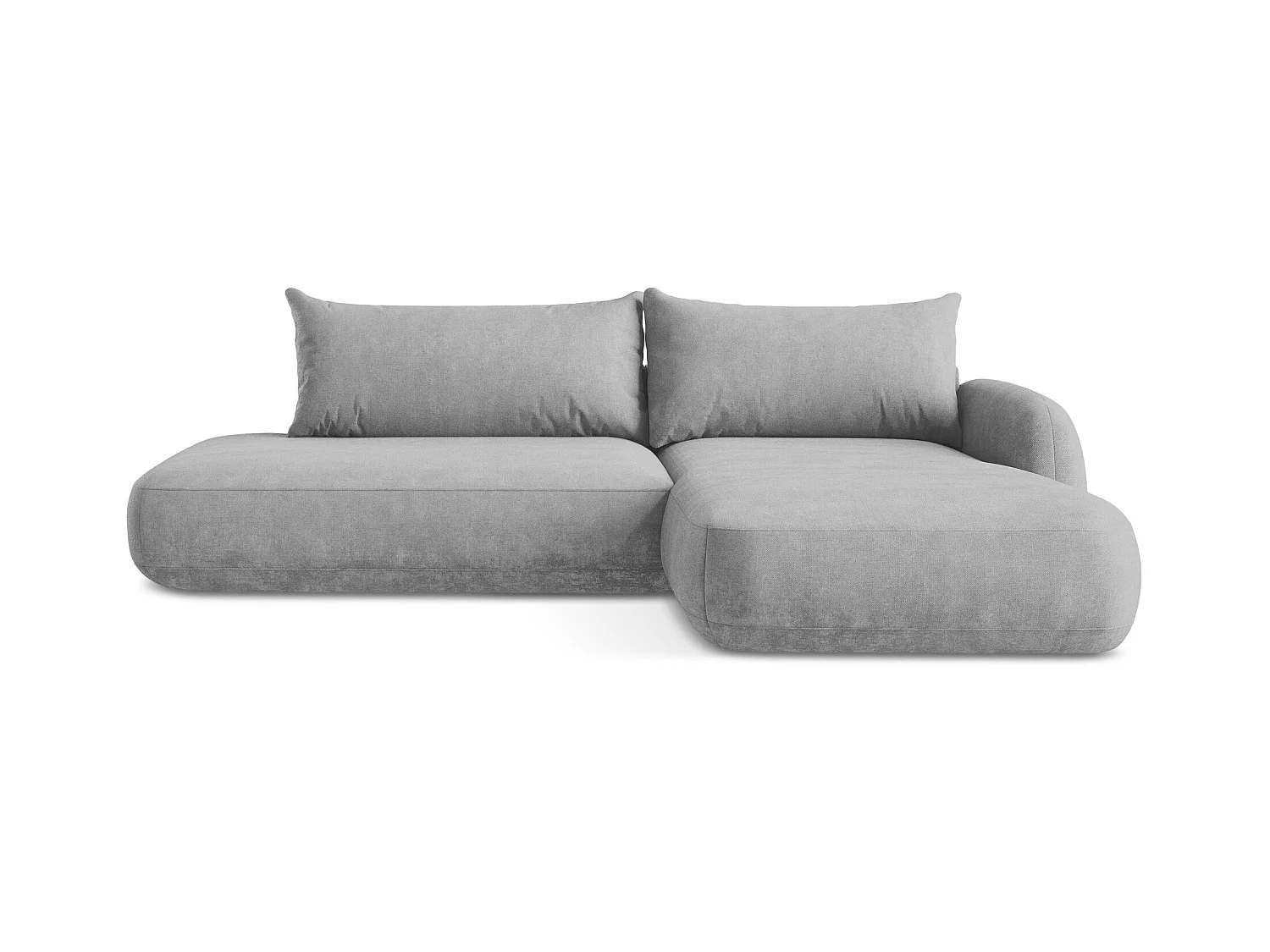 Canapé d'angle droit convertible en tissu chenille - gris clair - HALE