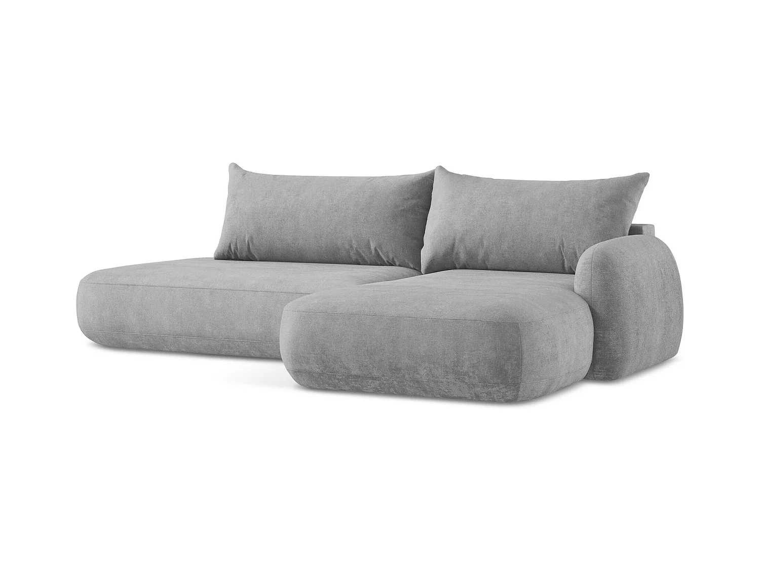 Canapé d'angle droit convertible en tissu chenille - gris clair - HALE