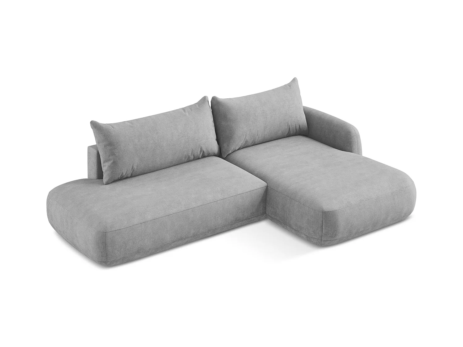 Canapé d'angle droit convertible en tissu chenille - gris clair - HALE