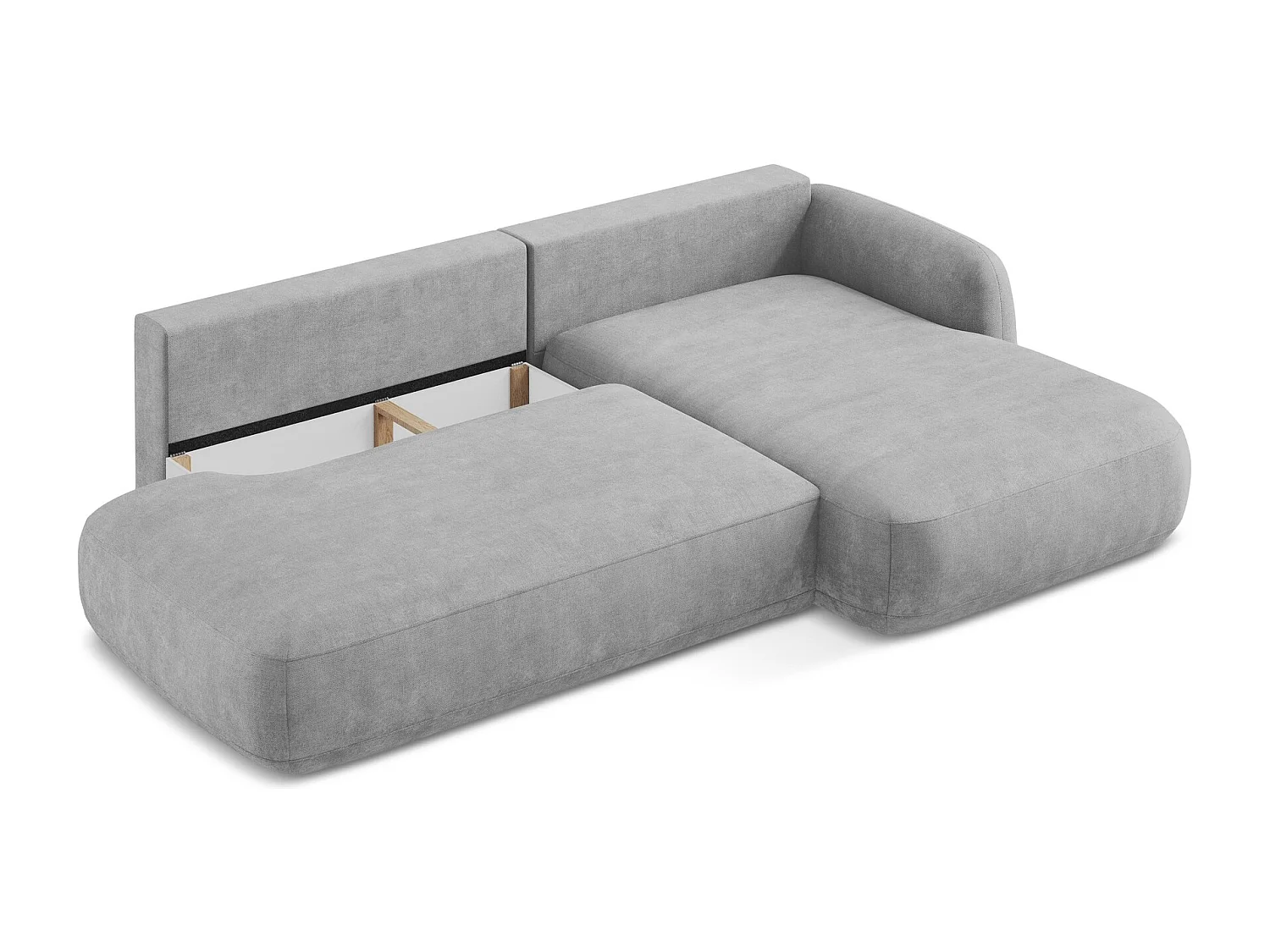 Canapé d'angle droit convertible en tissu chenille - gris clair - HALE