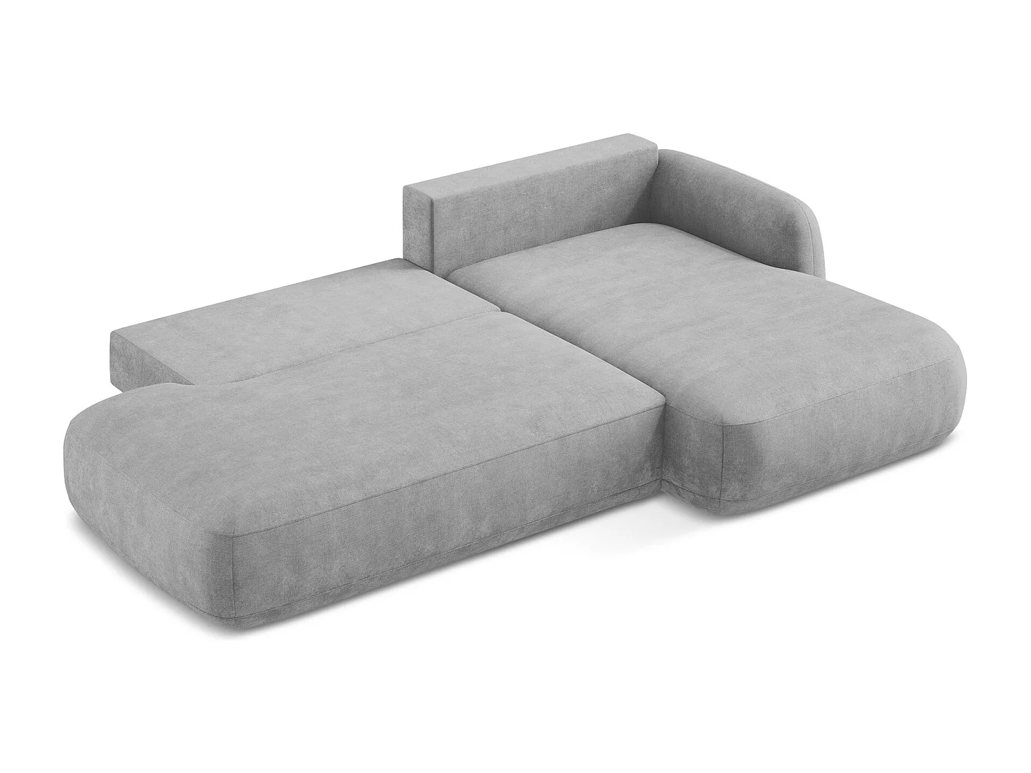 Canapé d'angle droit convertible en tissu chenille - gris clair - HALE