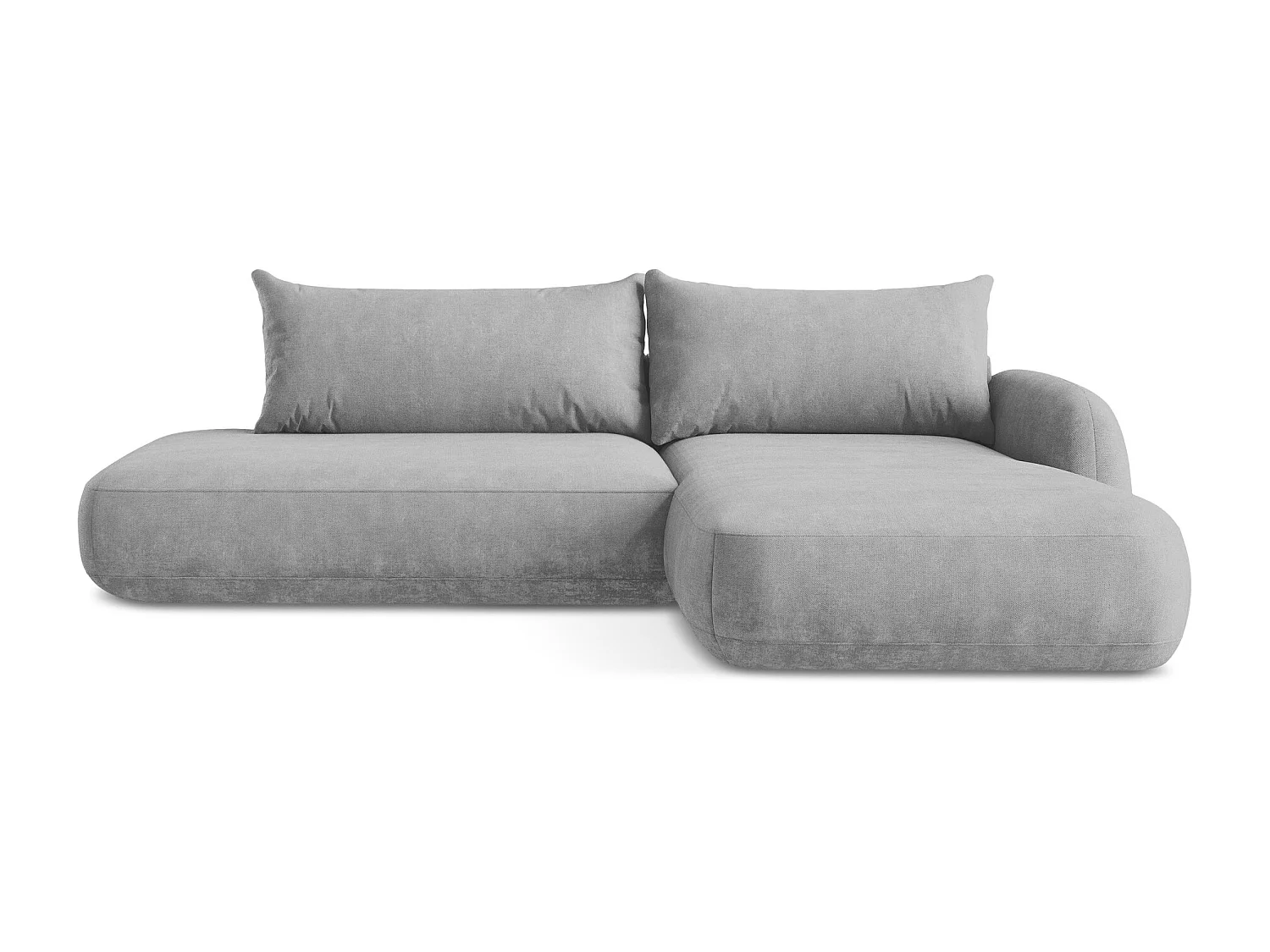 Canapé d'angle droit convertible en tissu chenille - gris clair - HALE