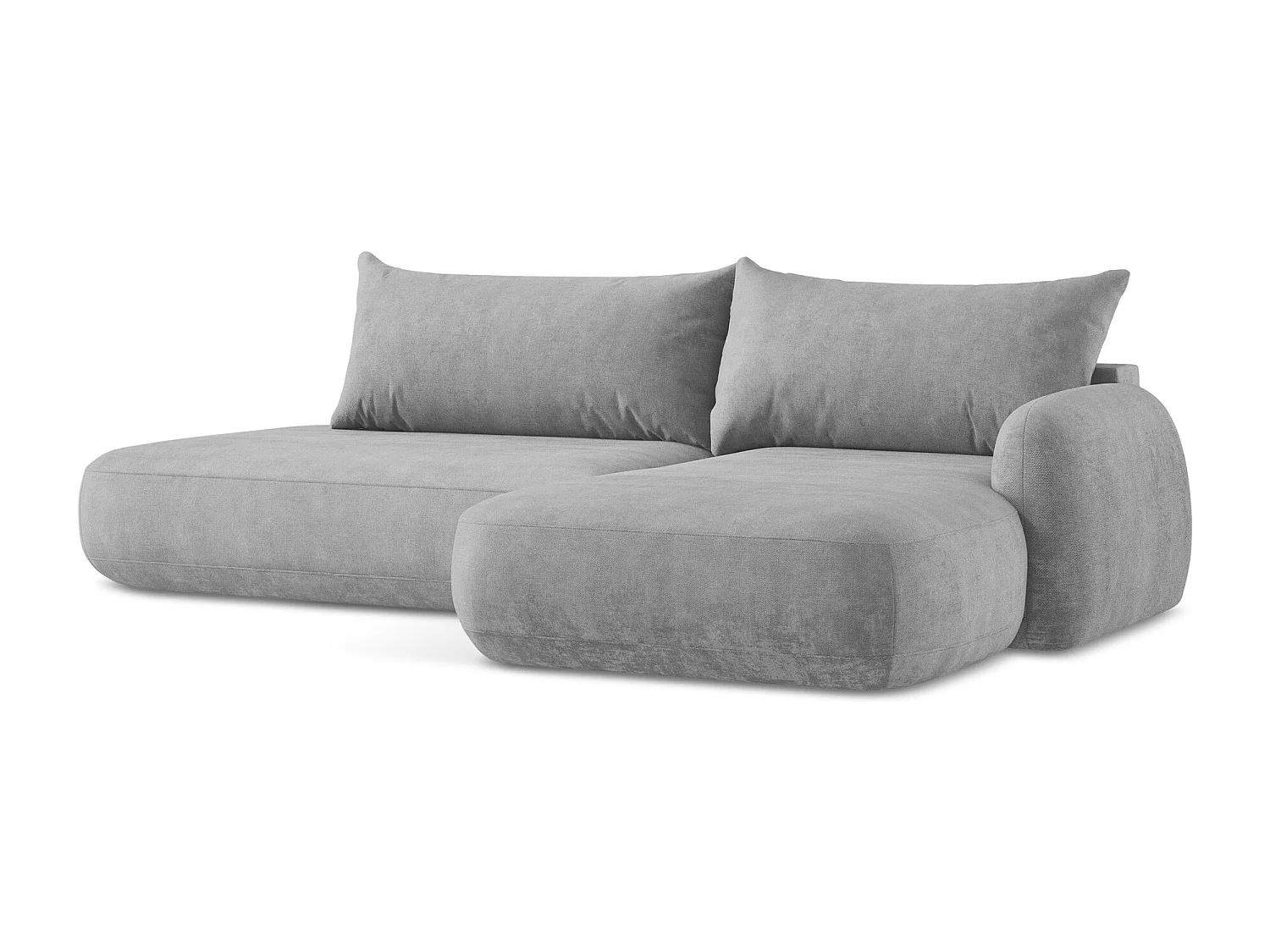 Canapé d'angle droit convertible en tissu chenille - gris clair - HALE