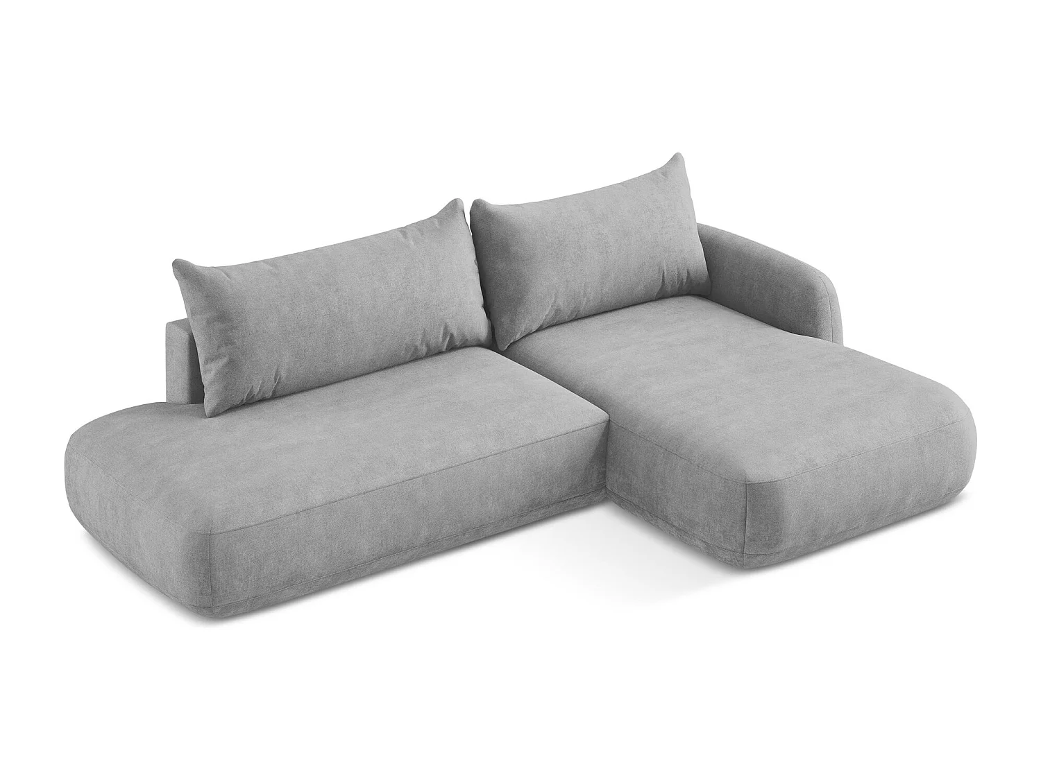 Canapé d'angle droit convertible en tissu chenille - gris clair - HALE