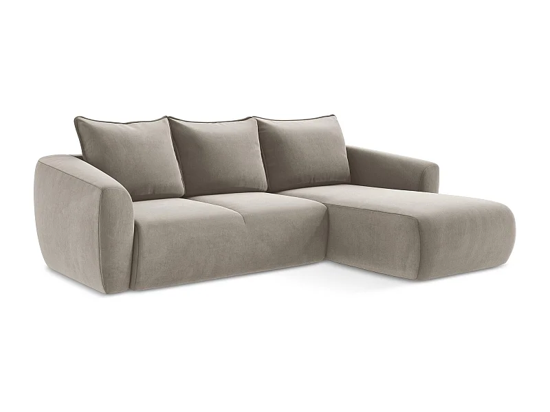 Ecksofa mit Schlaffunktion - Ecke Rechts - Samt - Taupe - GUAVA