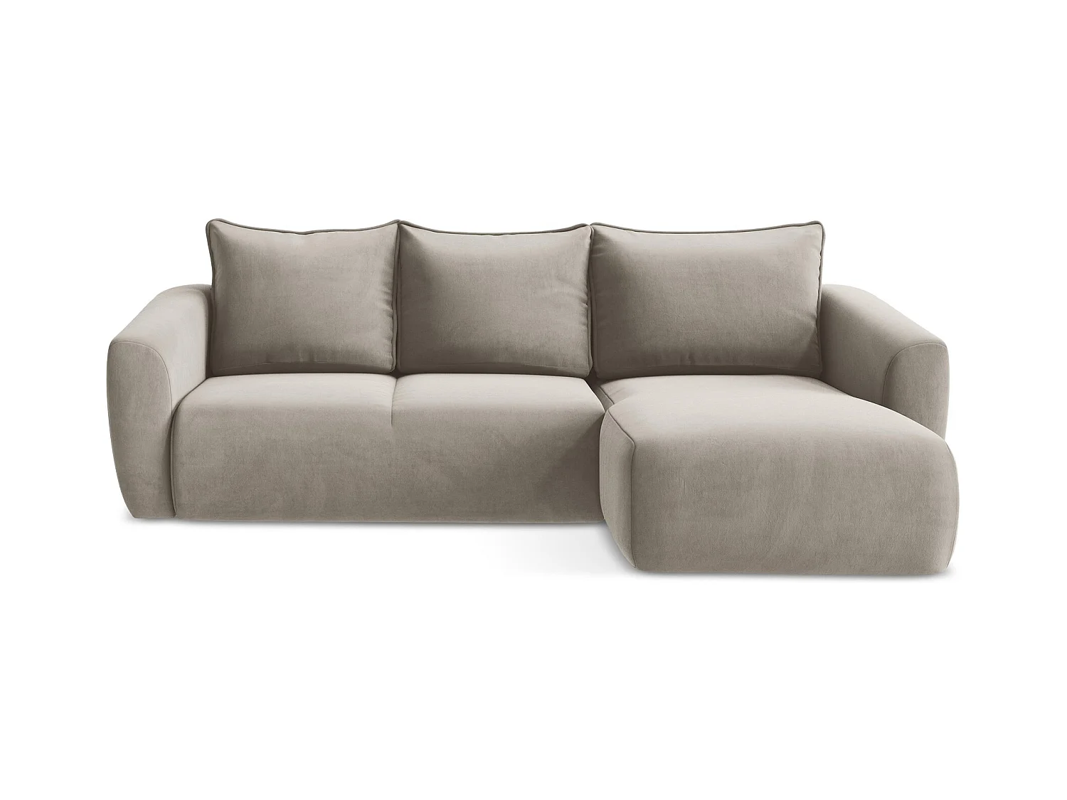 Canapé d'angle droit convertible en velours - taupe - GUAVA