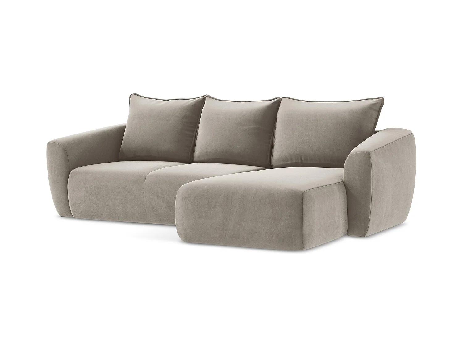 Canapé d'angle droit convertible en velours - taupe - GUAVA