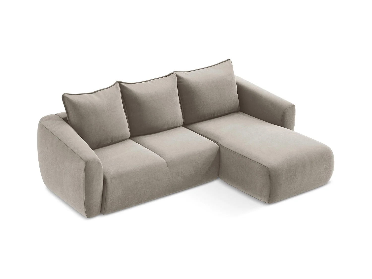 Canapé d'angle droit convertible en velours - taupe - GUAVA