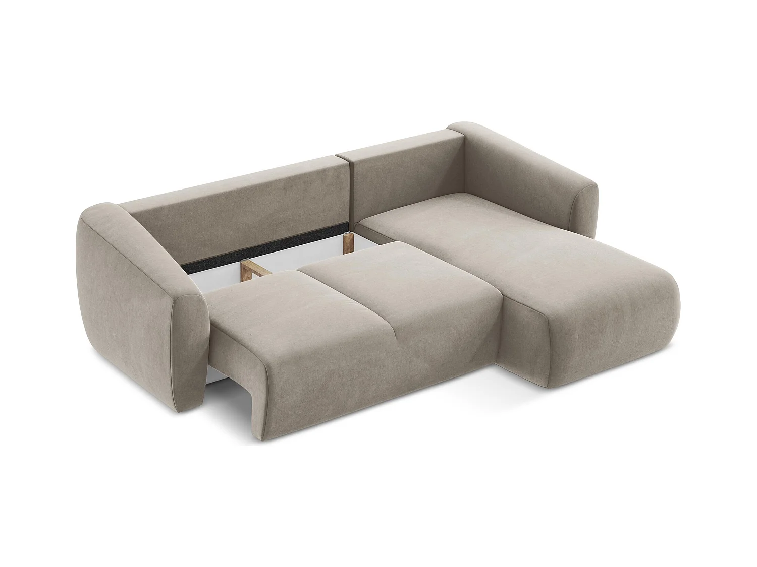 Canapé d'angle droit convertible en velours - taupe - GUAVA