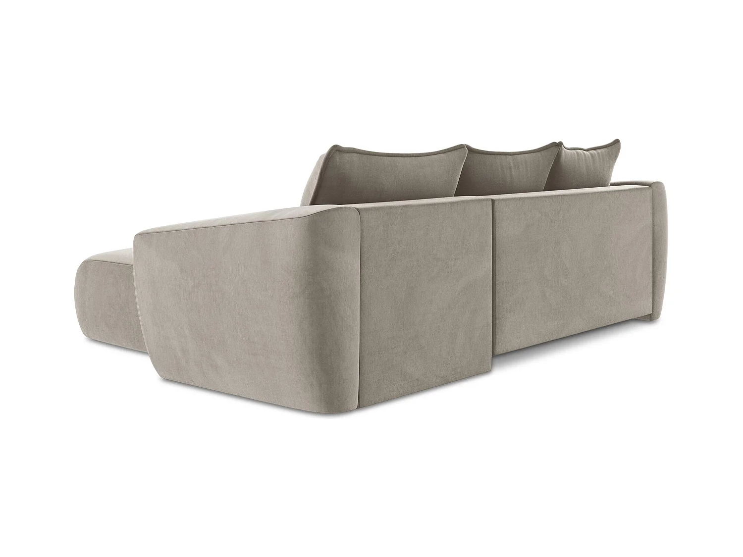 Canapé d'angle droit convertible en velours - taupe - GUAVA