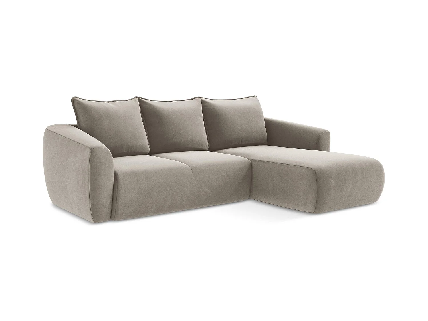 Ecksofa mit Schlaffunktion - Ecke Rechts - Samt - Taupe - GUAVA