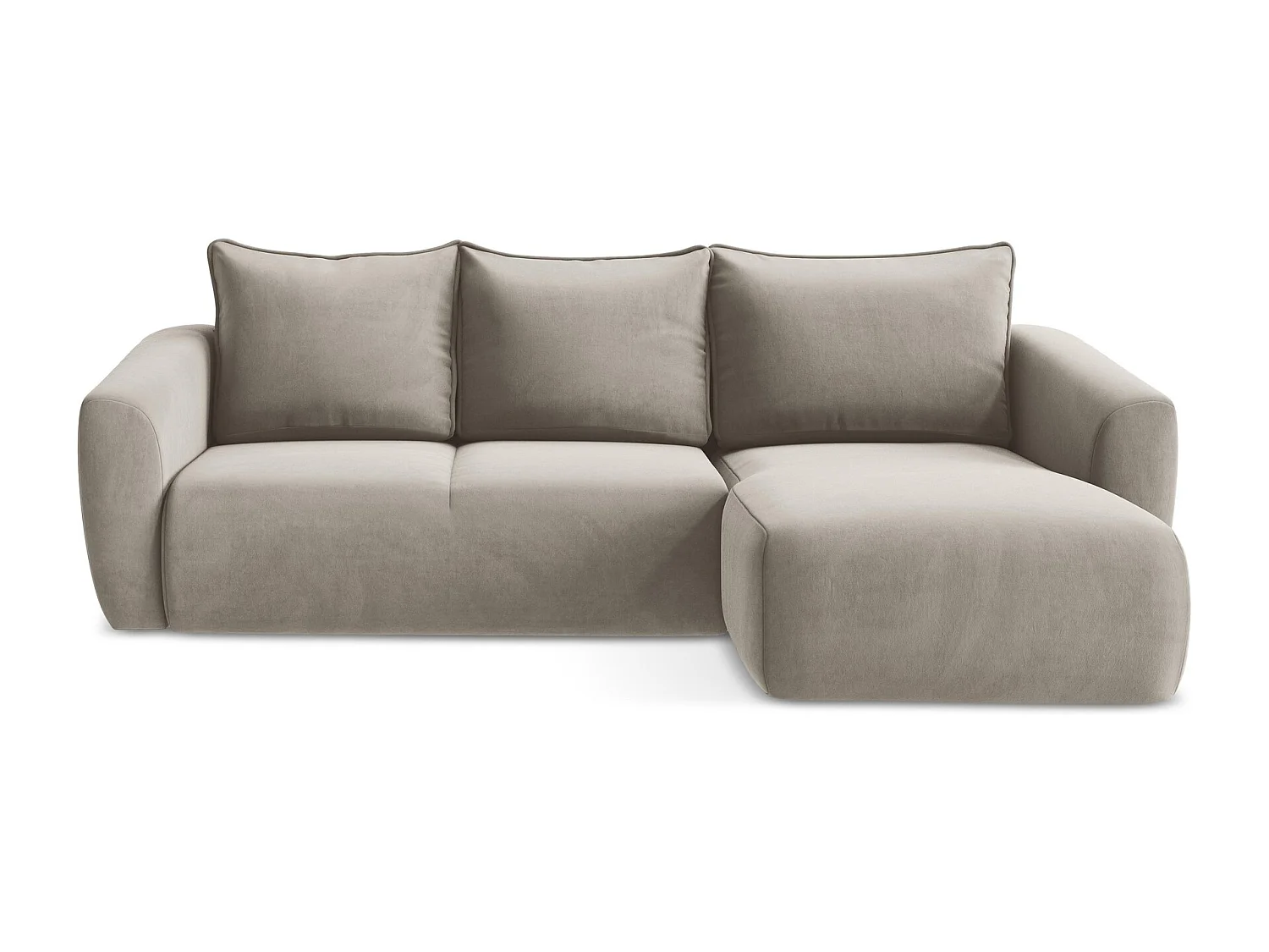 Canapé d'angle droit convertible en velours - taupe - GUAVA