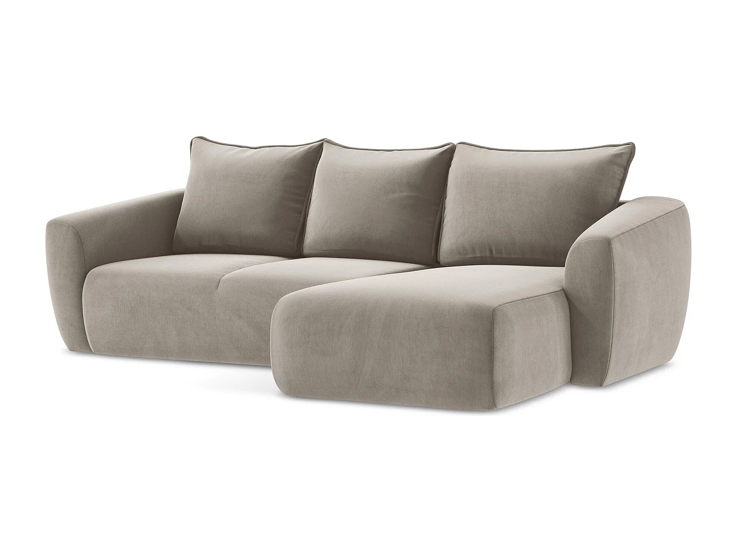 Canapé d'angle droit convertible en velours - taupe - GUAVA