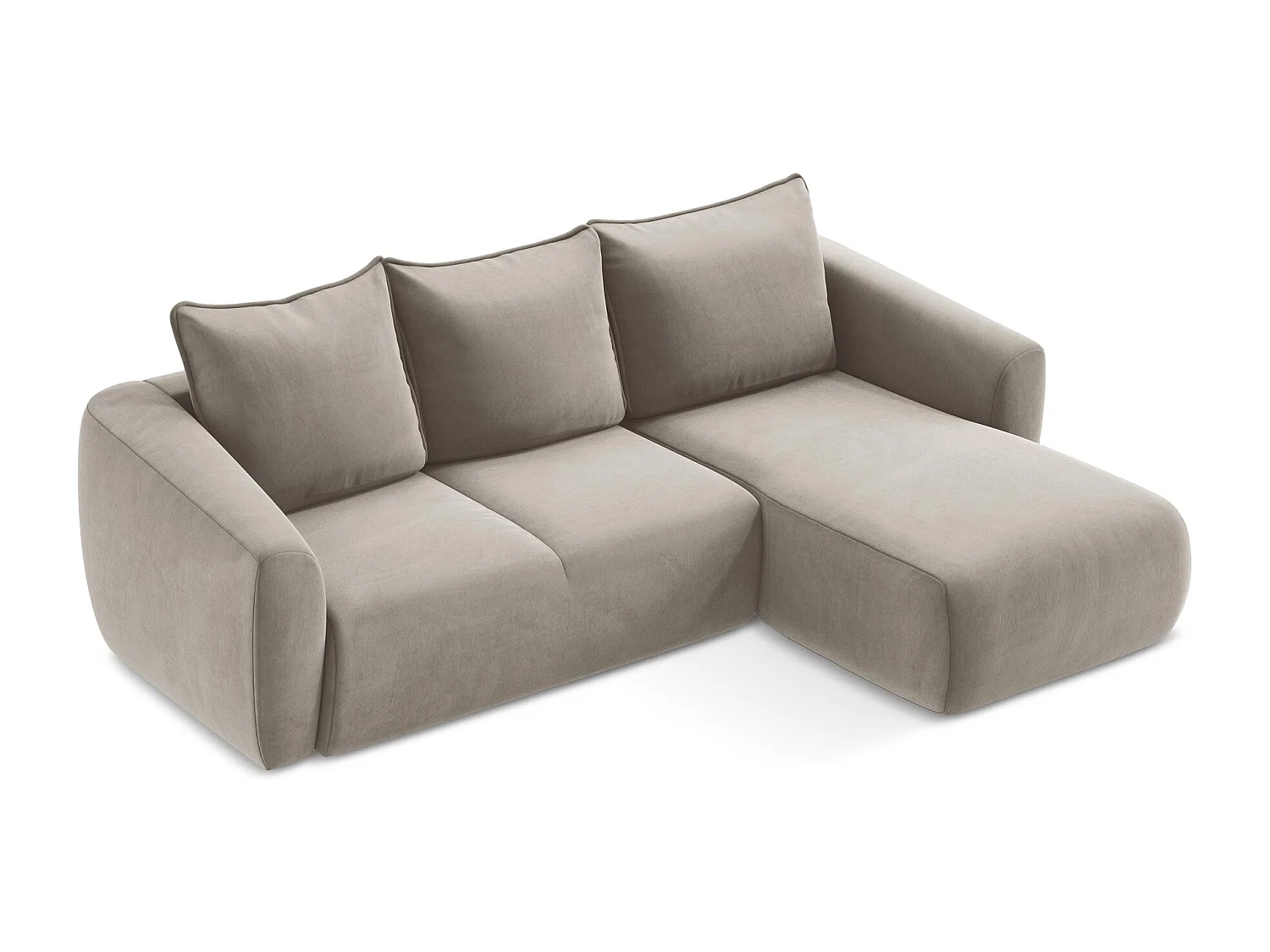 Canapé d'angle droit convertible en velours - taupe - GUAVA