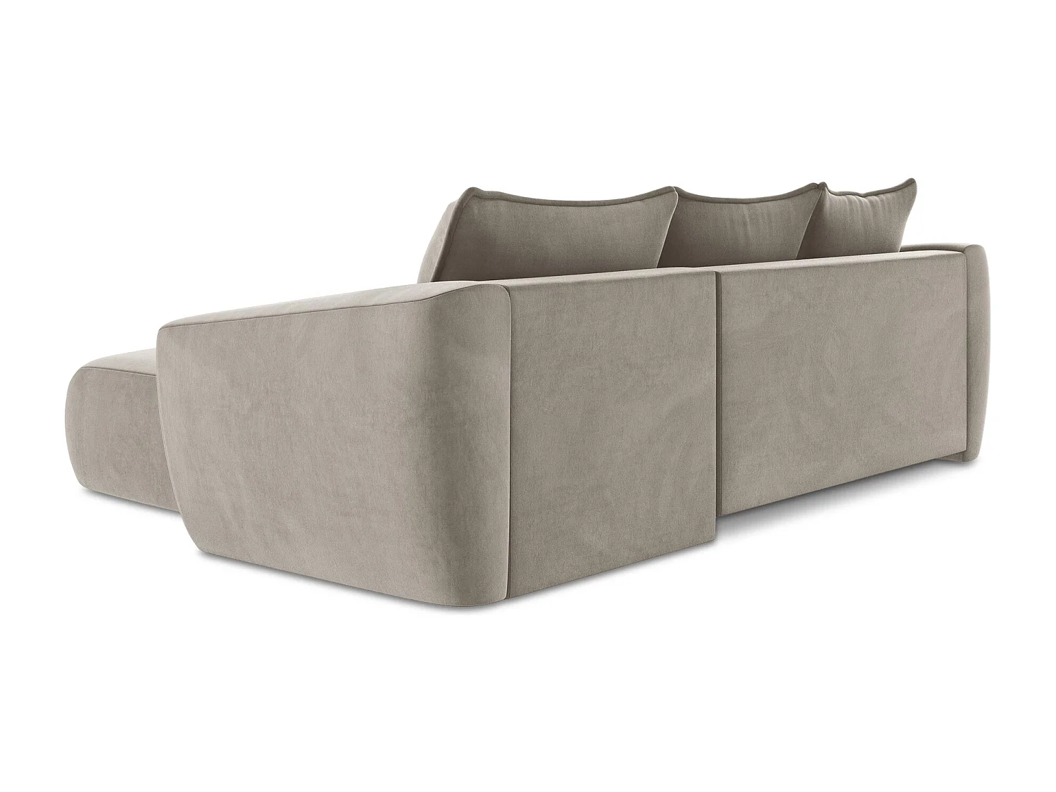 Canapé d'angle droit convertible en velours - taupe - GUAVA