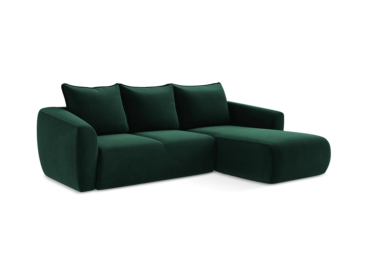 Ecksofa mit Schlaffunktion - Ecke Rechts - Samt - Flaschengrün - GUAVA