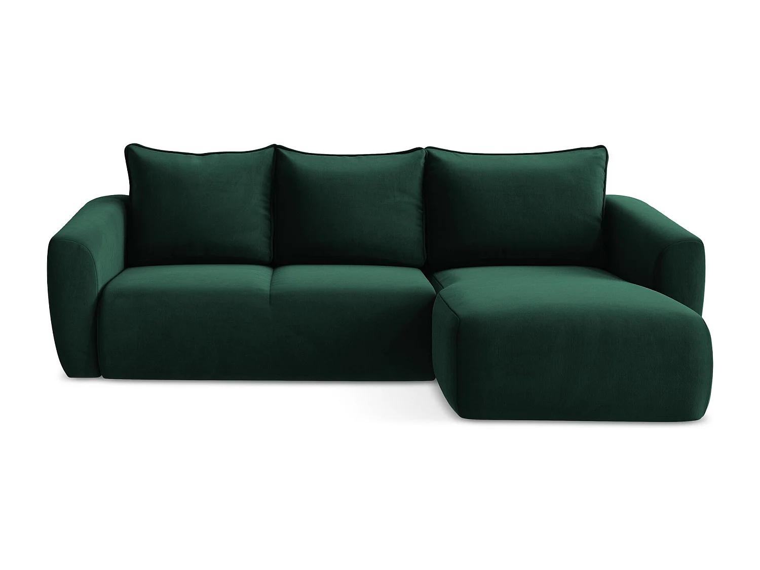 Canapé d'angle droit convertible en velours - bouteille verte - GUAVA