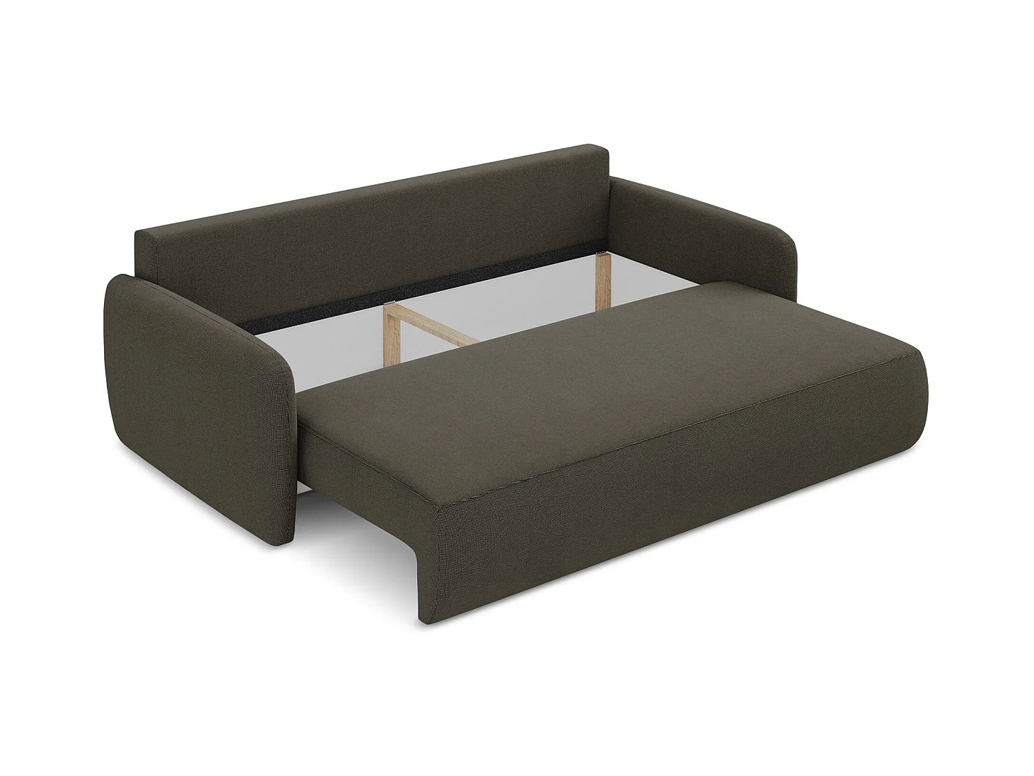 Canapé 3 places convertible en tissu texturé - taupe - LILO