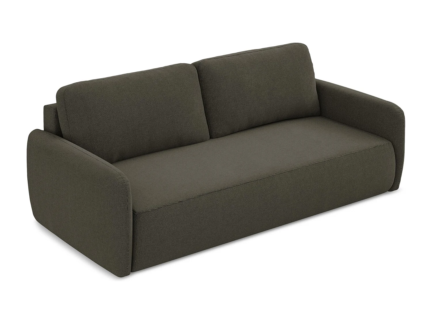 Driezits-slaapbank van taupe textuurstof - LILO