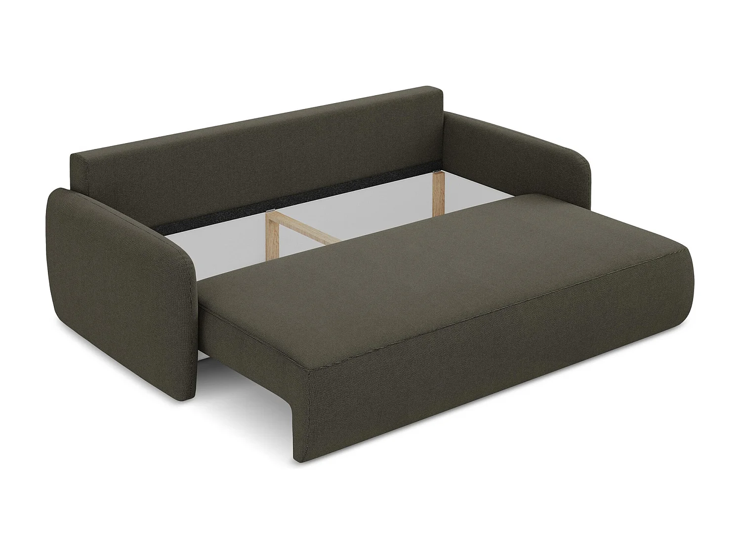 Driezits-slaapbank van taupe textuurstof - LILO