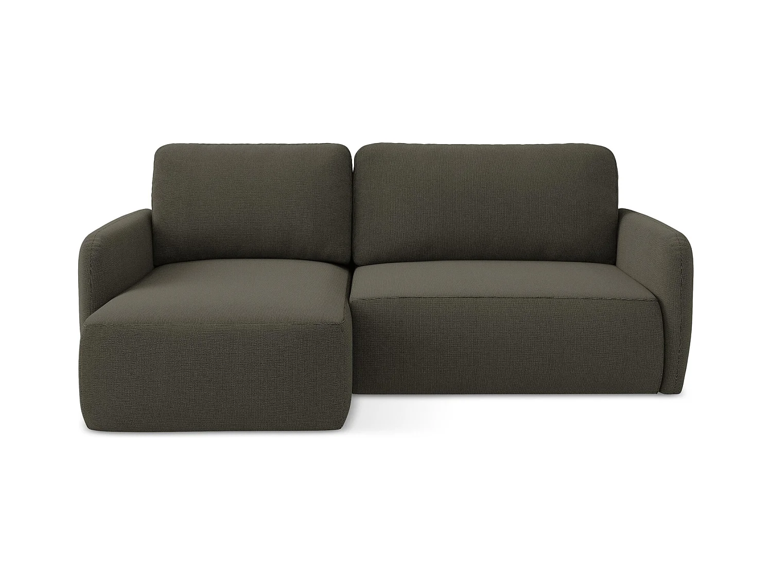 Canapé d’angle 2 places gauche convertible en tissu texturé - taupe - LILO