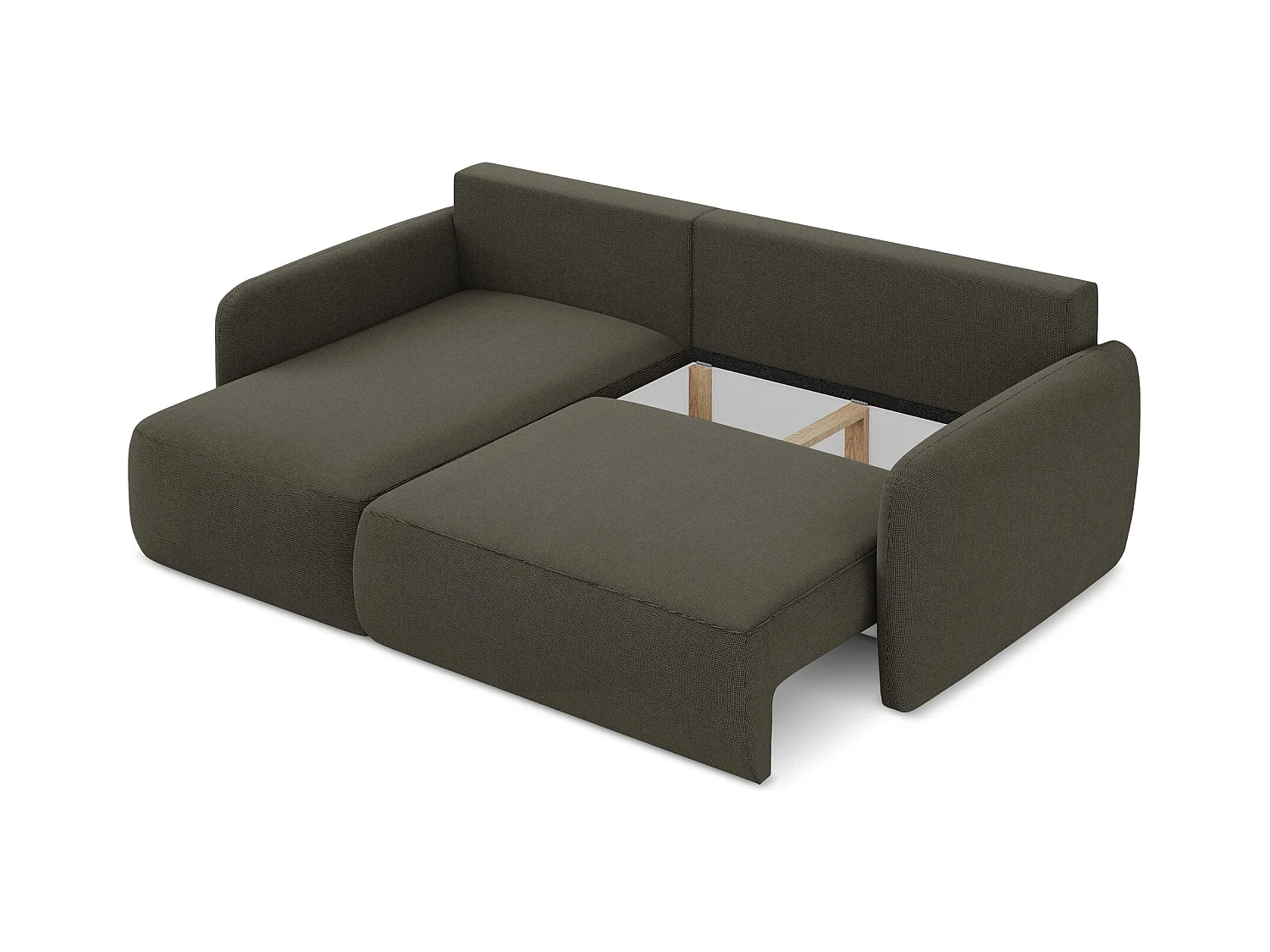 Canapé d’angle 2 places gauche convertible en tissu texturé - taupe - LILO