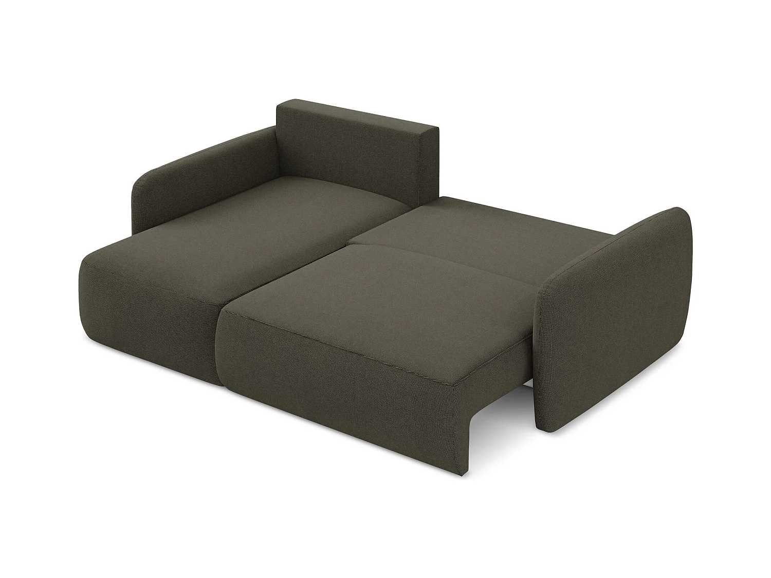 Canapé d’angle 2 places gauche convertible en tissu texturé - taupe - LILO