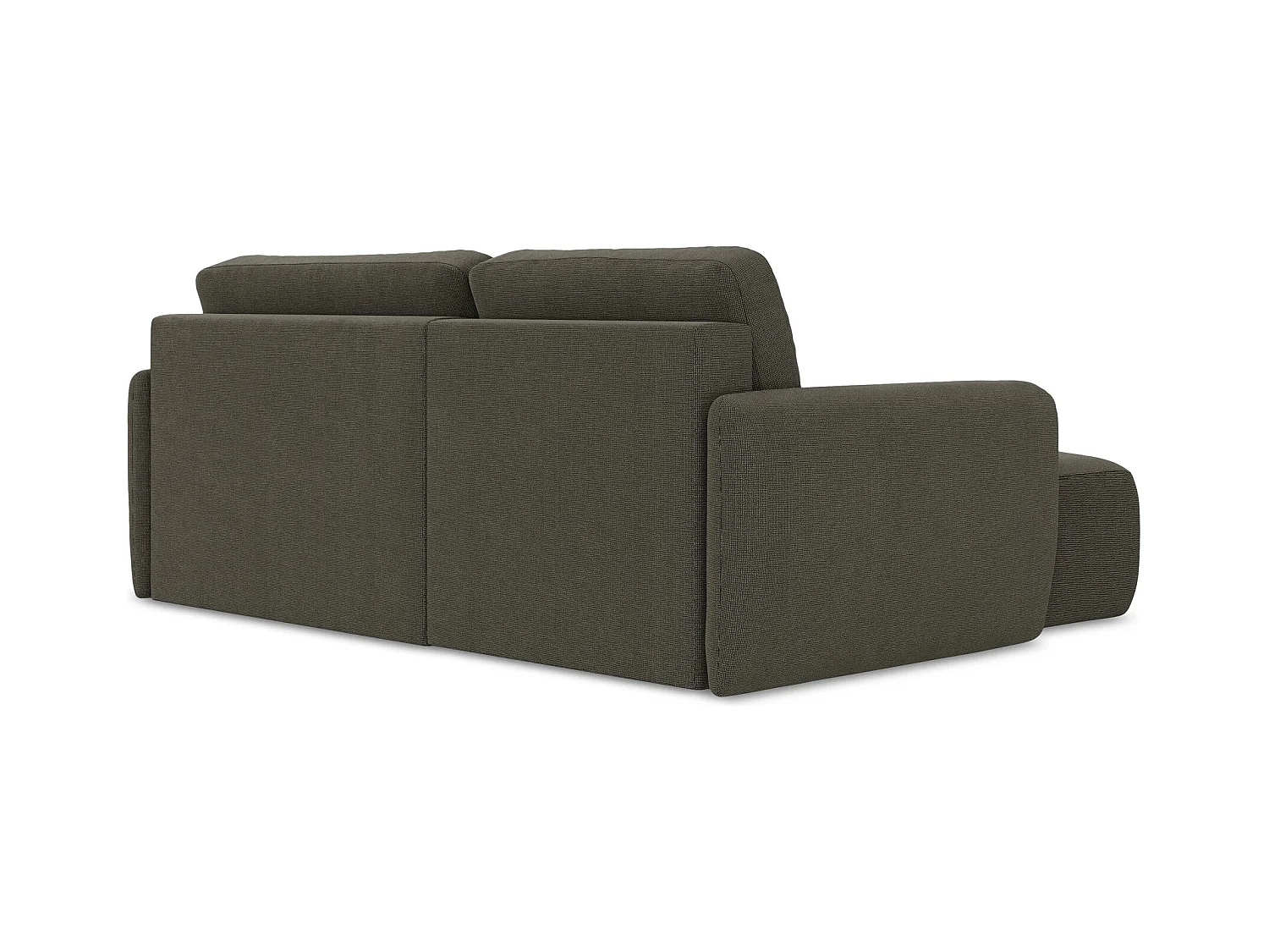 Canapé d’angle 2 places gauche convertible en tissu texturé - taupe - LILO