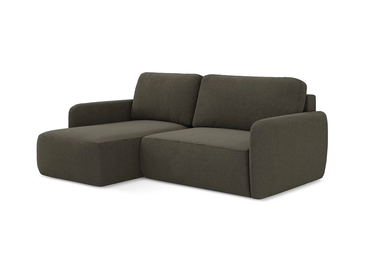 2-Sitzer Ecksofa mit Schlaffunktion - Ecke Links - Strukturstoff - Taupe - LILO