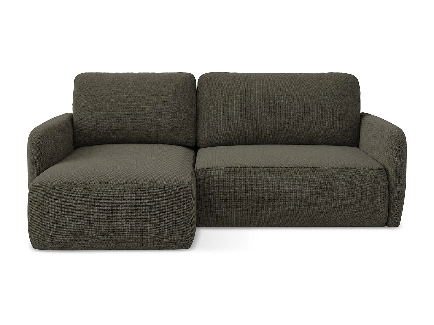 Canapé d’angle 2 places gauche convertible en tissu texturé - taupe - LILO